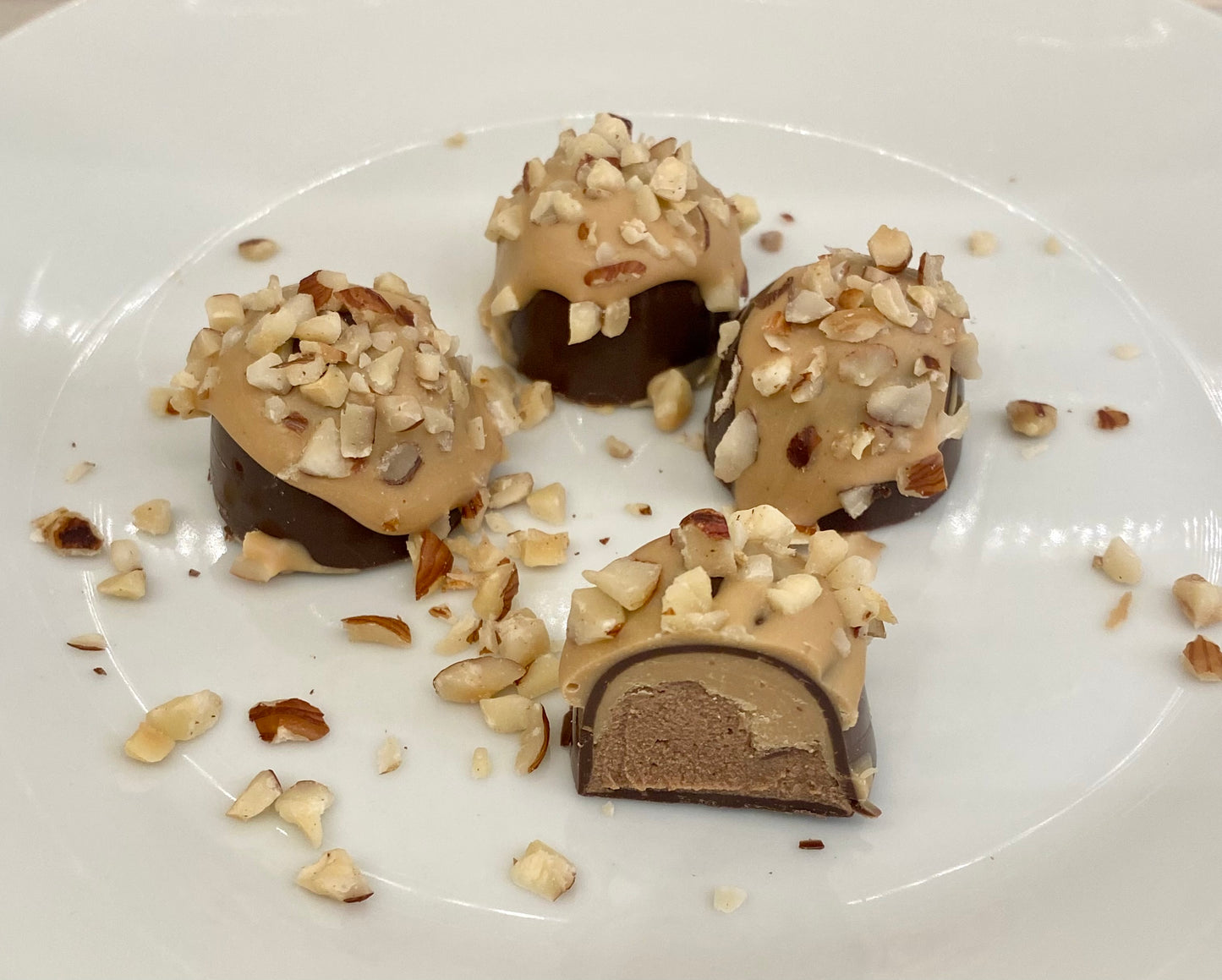 6 Hazelnut Praline Espresso Dark Chocolate Bonbons - Confectionery Cuisine