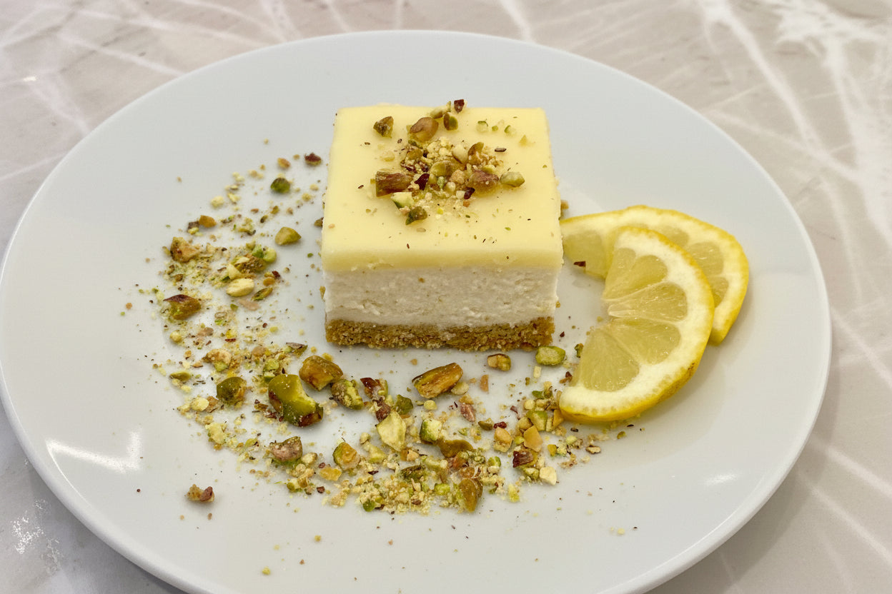Lemon Pistachio Crunch Layer Cake