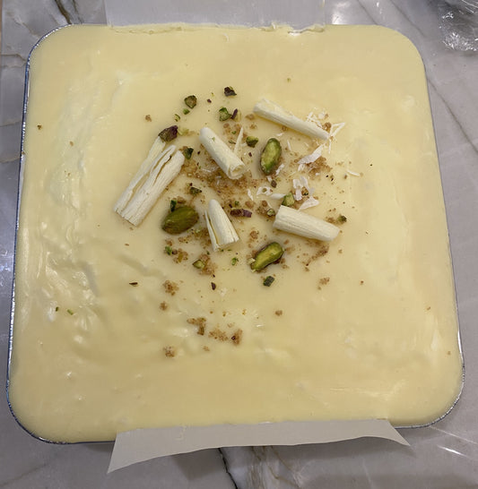 Lemon Pistachio Cheesecake White Chocolate Genache Top - Confectionery Cuisine