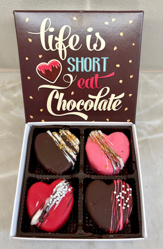 Chocolate Valentine`s Day Heart Truffle Gift Box