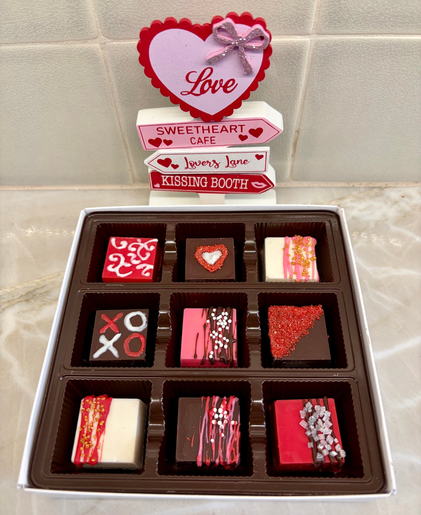 Gourmet Chocolate Caramel Valentine`s Day Gift Box 9 pc.