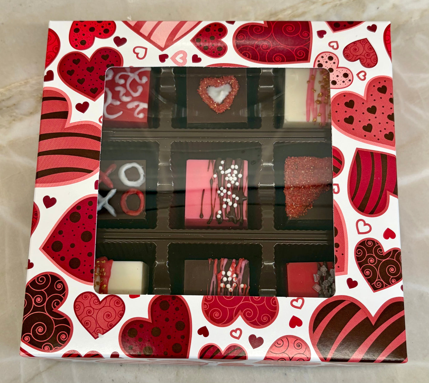 Gourmet Chocolate Caramel Valentine`s Day Gift Box 9 pc.