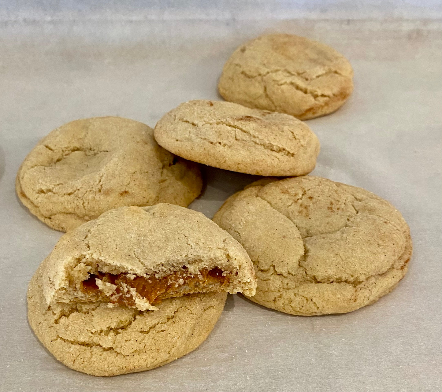 Caramel stuffed Snickerdoodle Cookies