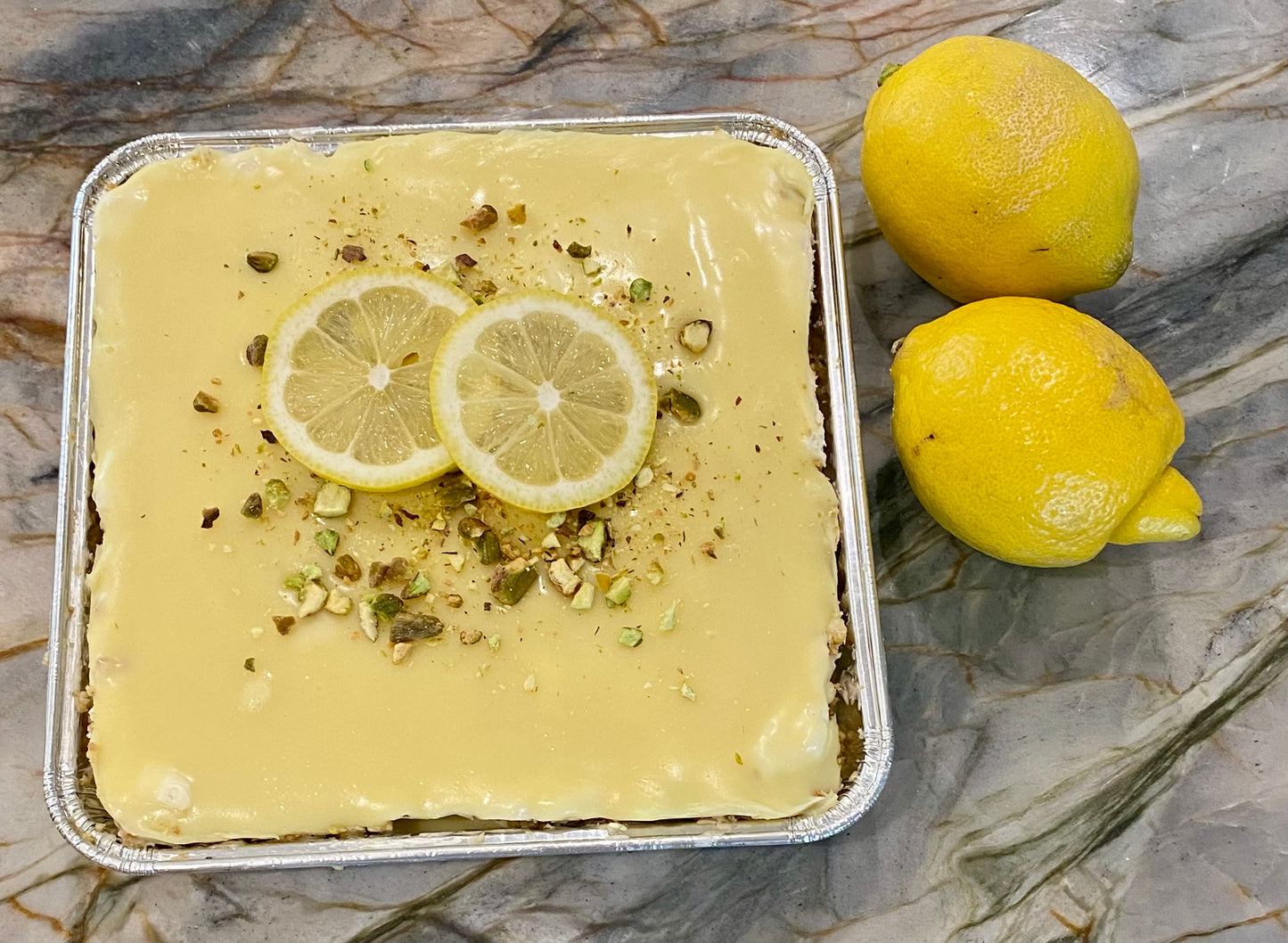 Lemon Pistachio Crunch Layer Cake